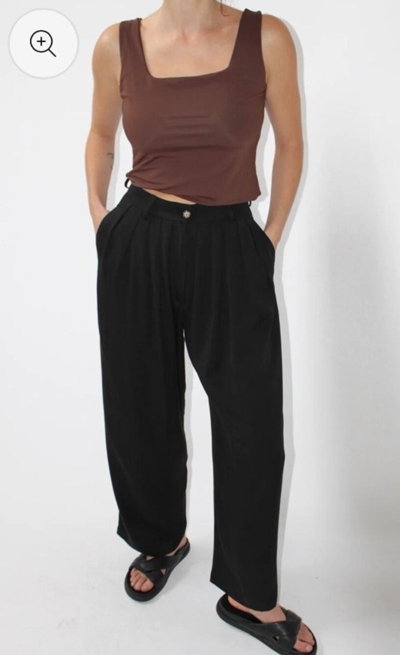 NA NIN Winnie Tencel Pleated Pant High Rise Black Relax Women's L